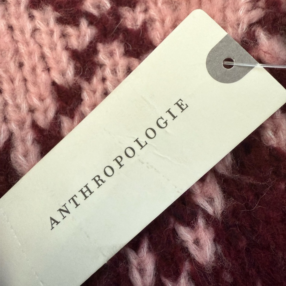 Anthropologie Maeve Pink and Burgundy Knit Sweater Argyle Diamond sz Small - Picture 3 of 7
